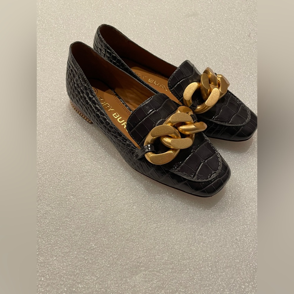 Tory Burch RUBY CHAIN LOAFER - Slip-ons Grey Croc -Sz 5  MSRP $328 - Picture 10 of 16